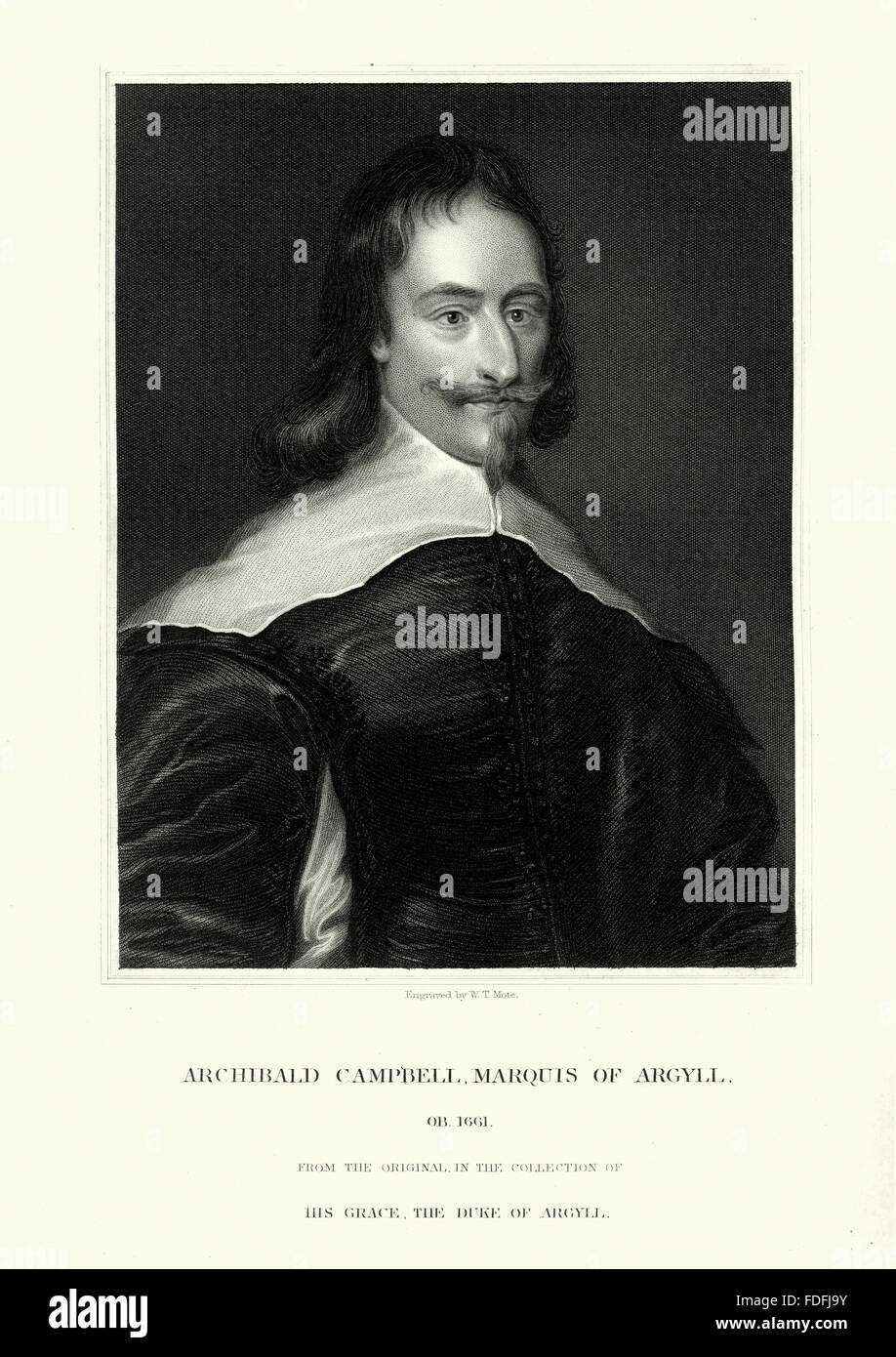 Archibald Campbell, 1. Marquess of Argyll, 8. Earl of Argyll, Chief des Clan Campbell, (März 1607 – 27. Mai 1661) wurde die de-fa Stockfoto