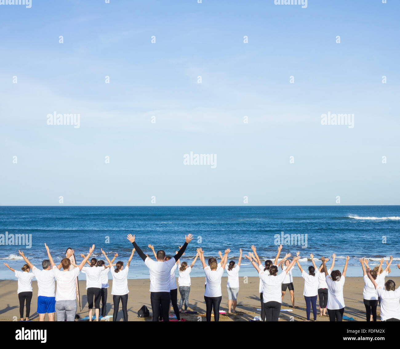 Übung zur Vorlesung am Strand von Las Canteras in Las Palmas auf Gran Canaria, Kanarische Inseln, Spanien Stockfoto