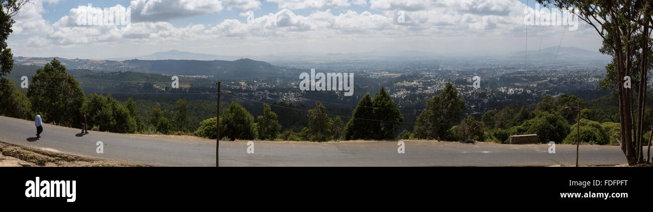 Blick vom der Entoto Hill Road in Addis Ababa, Äthiopien Stockfoto