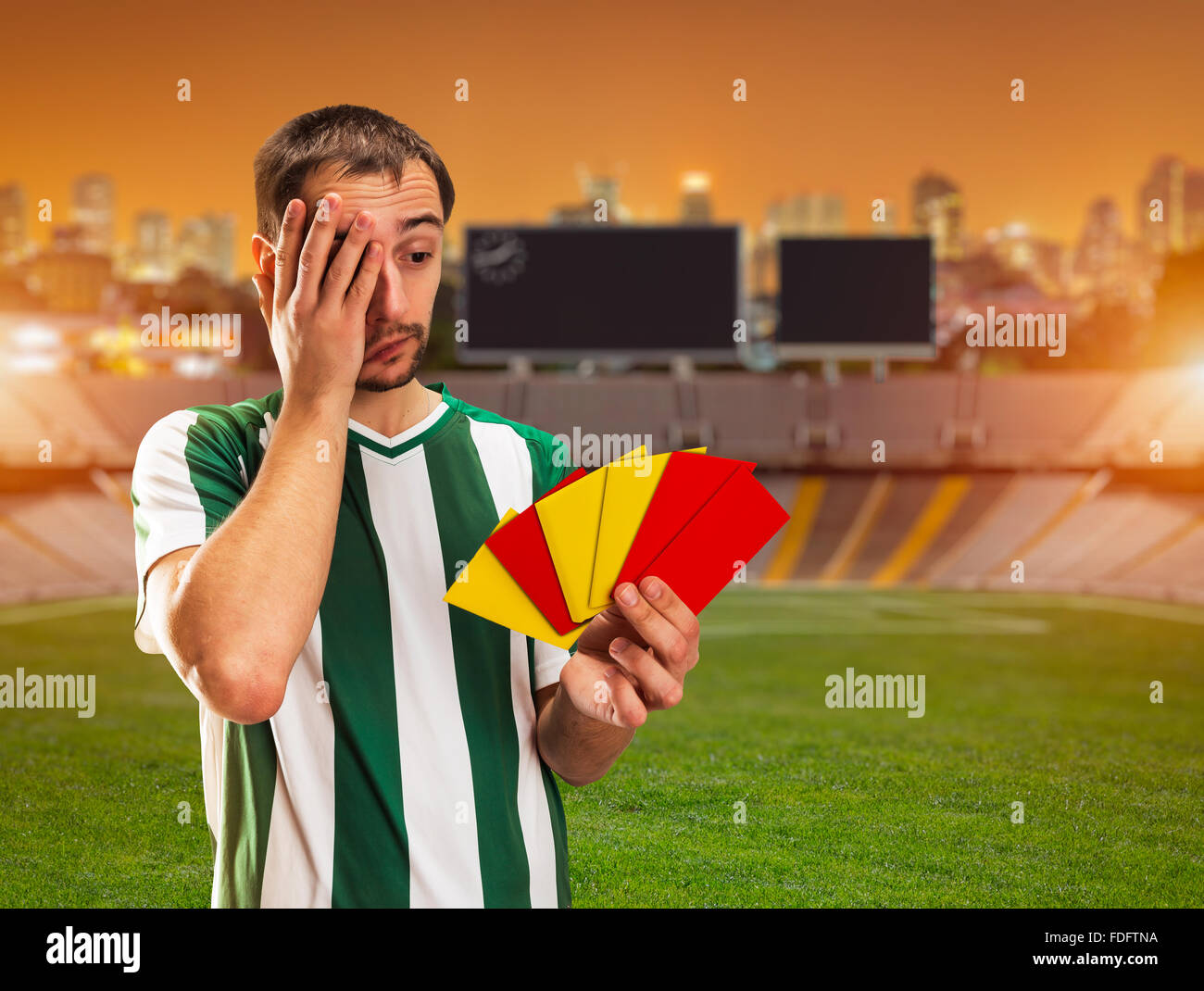 Fußballspieler mit Sanktionen Stockfoto