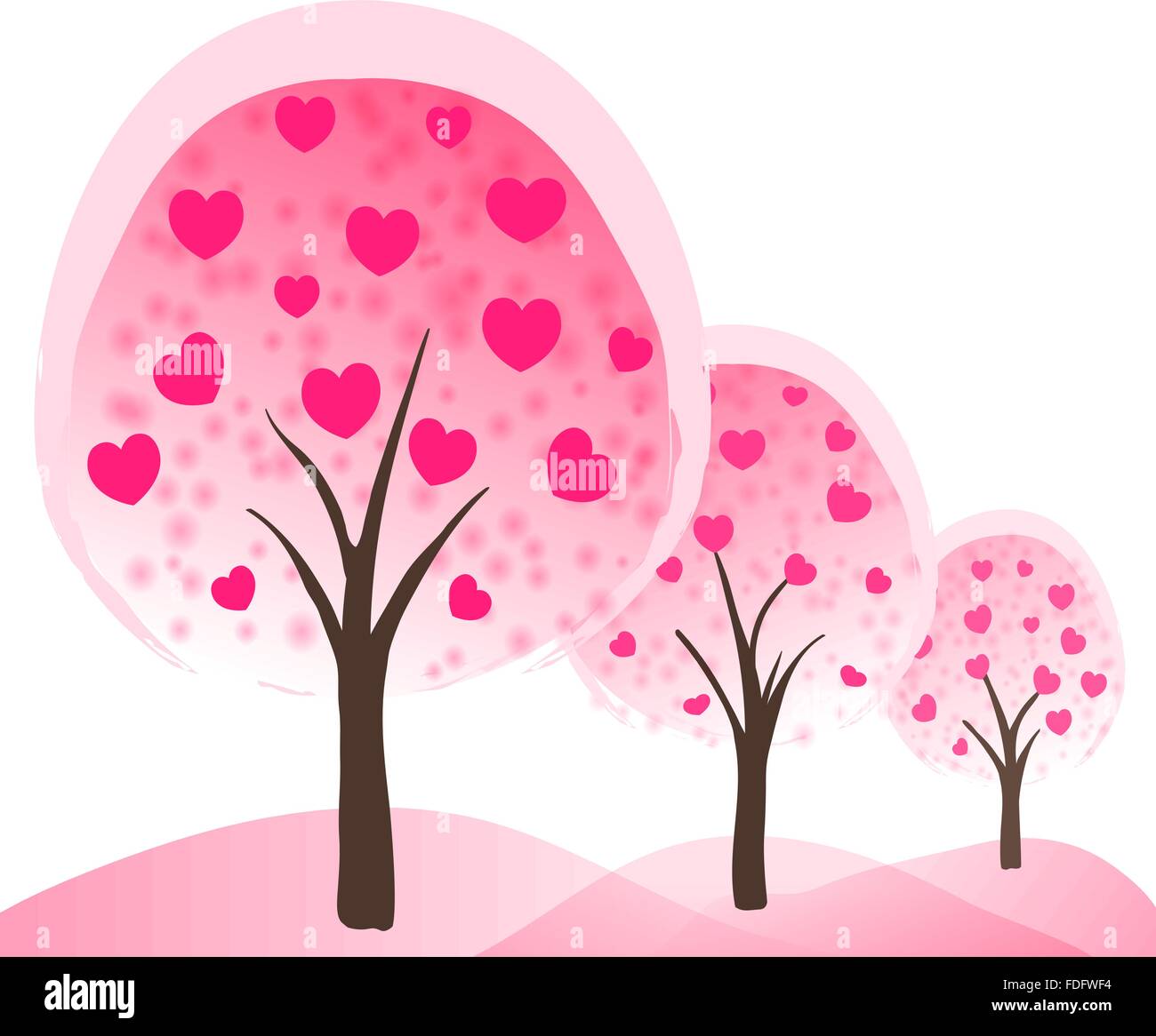 abstrakte romantischen Hintergrund mit rosa Bäume mit Herzen als Blumen. Vektor Stock Vektor