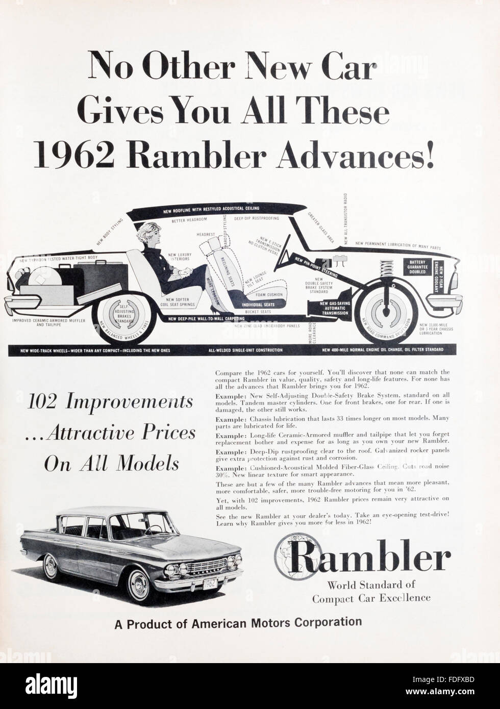 1960er Jahre Magazin Werbung Werbung Rambler Auto. Stockfoto