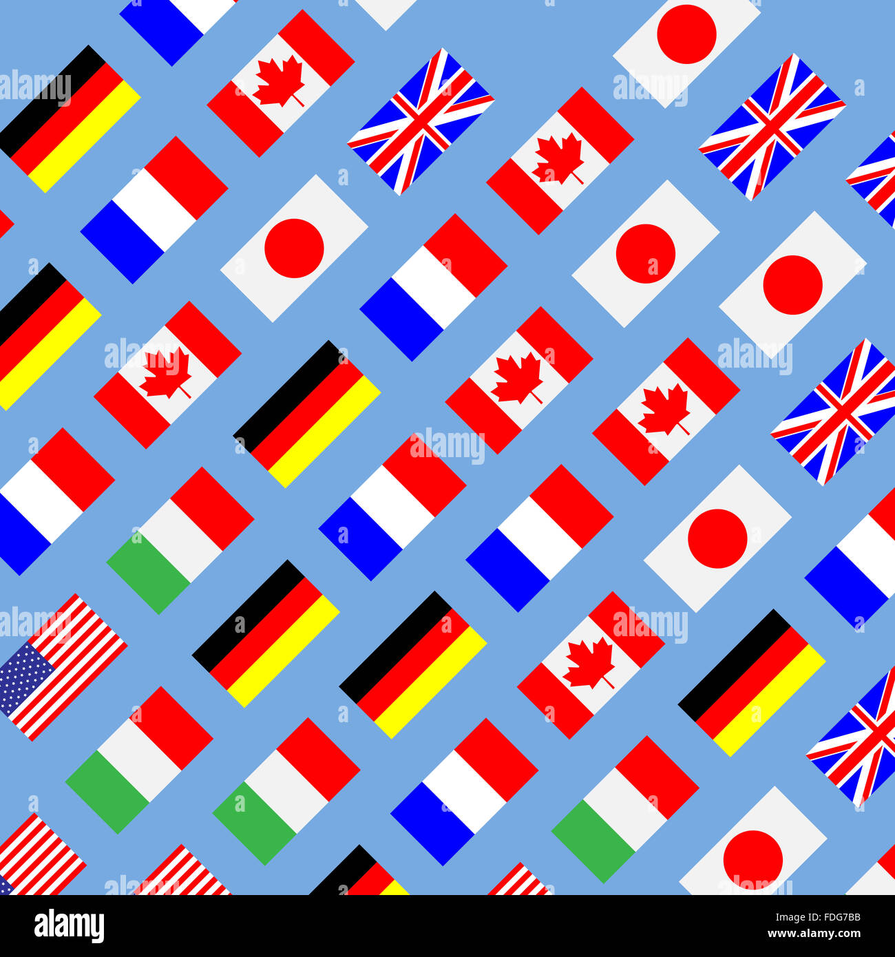 Nahtlose Muster Flagge g7. Flagge Deutschland Kanada Frankreich Amerika Italien Usa japan, Land International, endlose Musterdesign. V Stockfoto