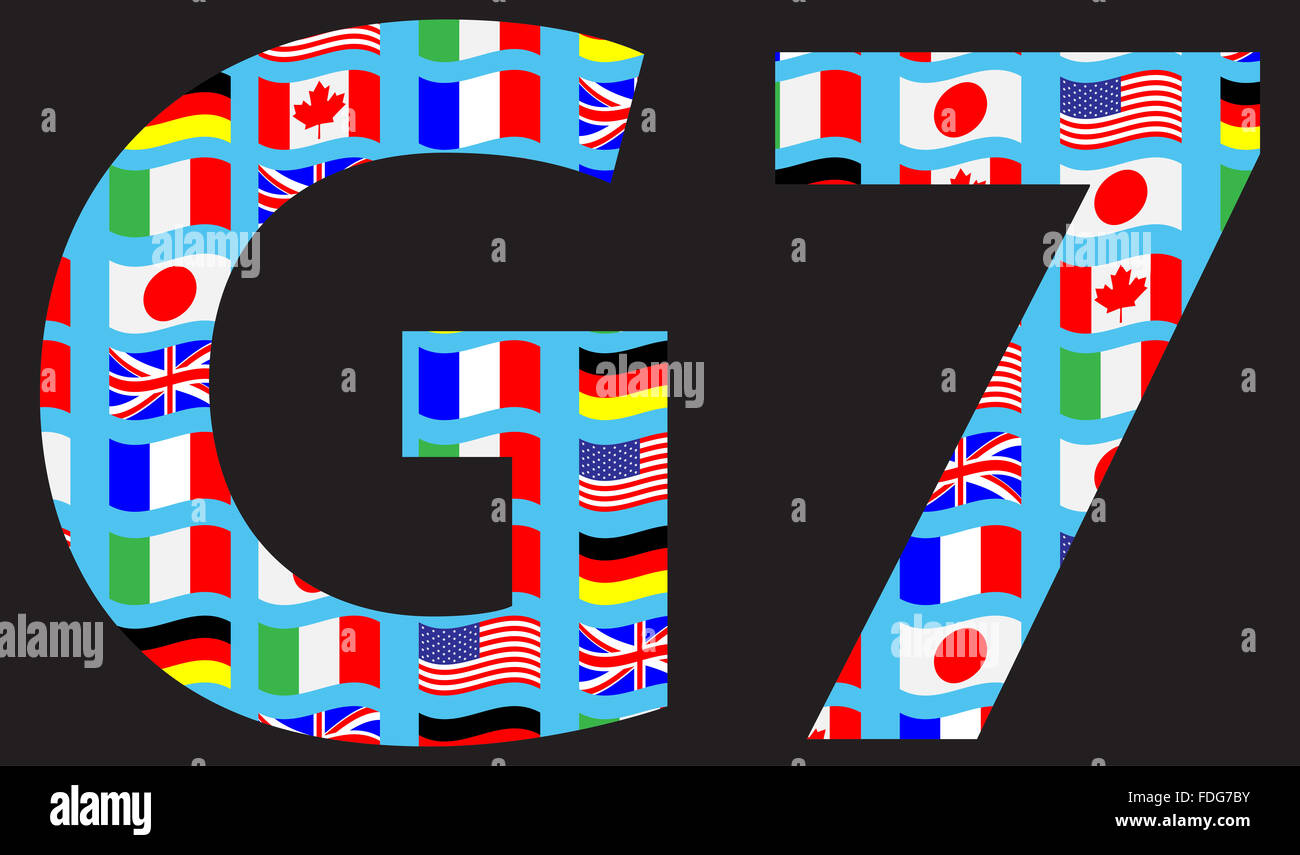 G7-Symbol Muster Flagge. Land der Welt, internationale Muster, Zeichen oder Symbol große Gipfel. Vektor Kunst abstrakte ausgefallene Mode Stockfoto