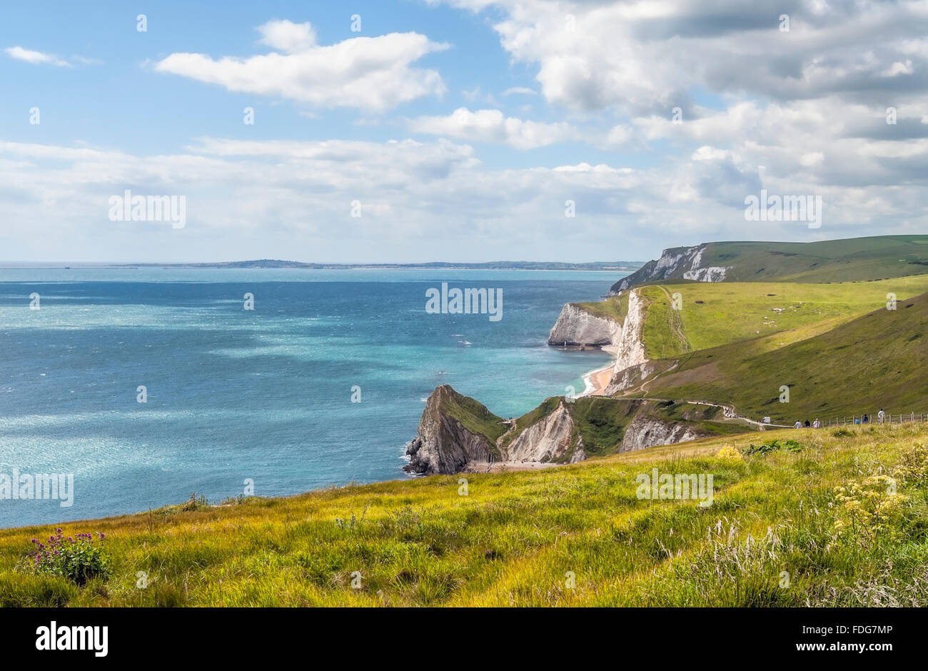 Küste bei der "Durdle Door" Cliff-Bildung in der Nähe von Lulworth, Dorset, Südengland. Stockfoto