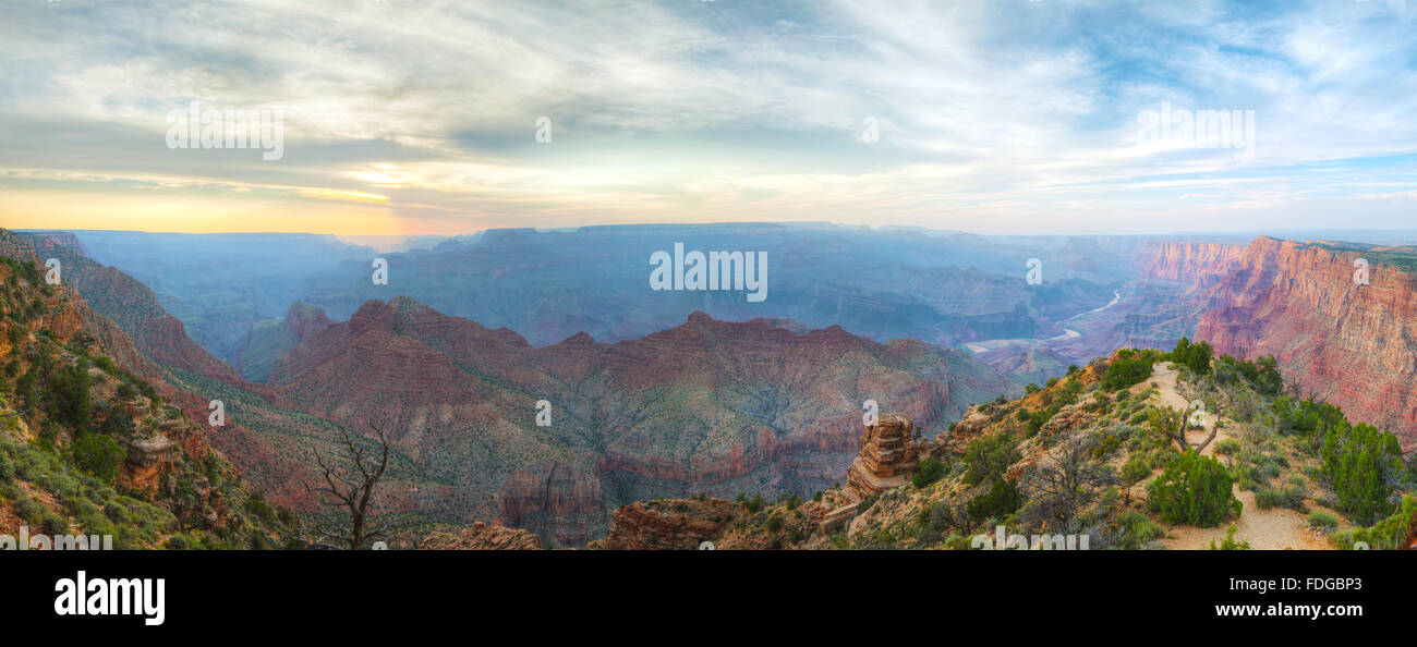 Malerische Panorama Überblick über den Grand Canyon bei Sonnenuntergang Stockfoto