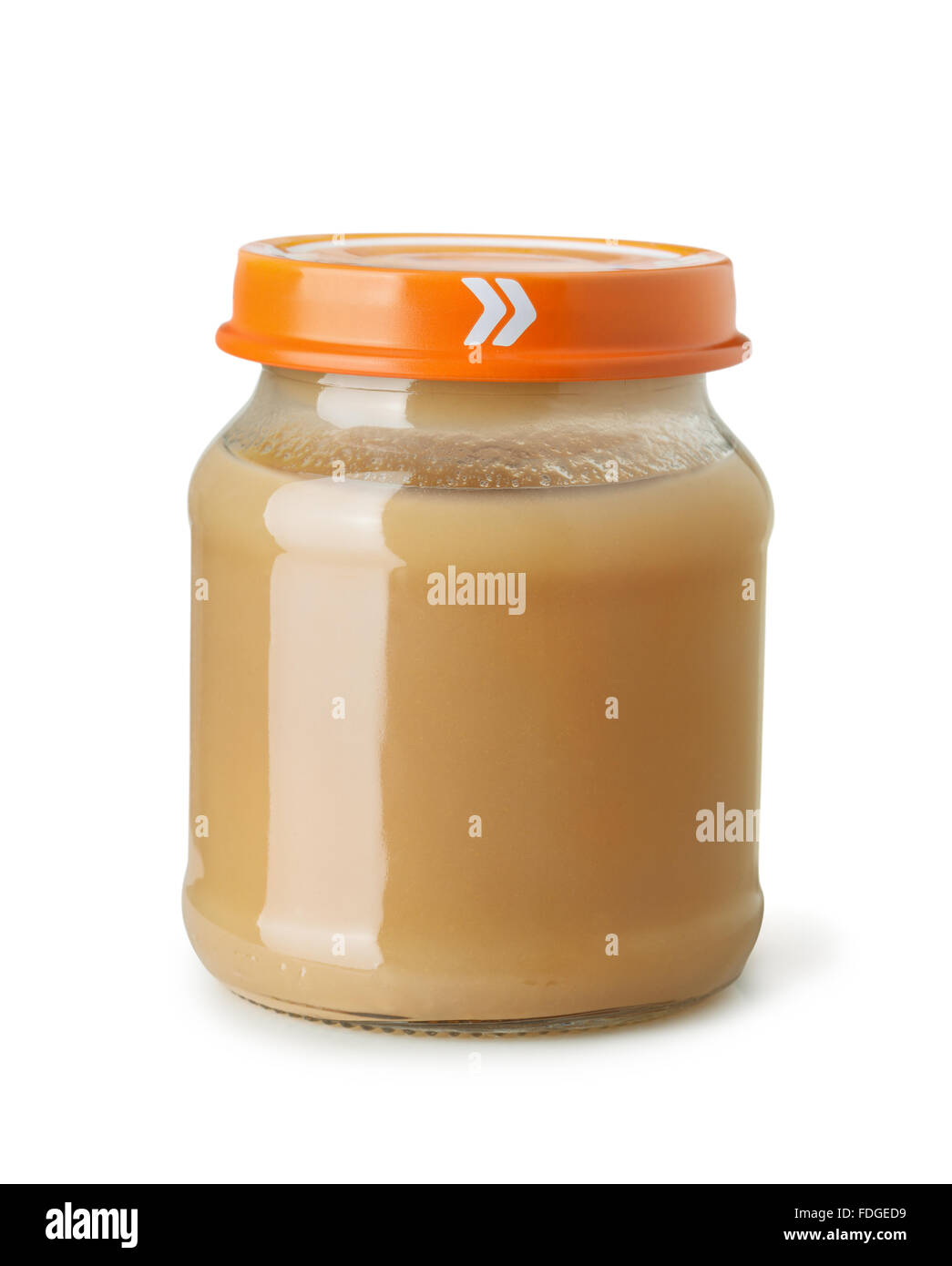 Baby Gemüse-Püree Glas isoliert auf weiss Stockfoto