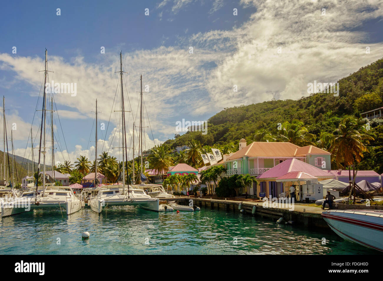 Boote auf Pusser es Landung Tortola British Virgin Islands Stockfoto