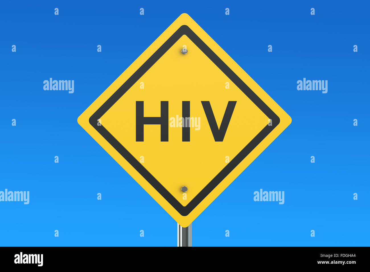 HIV Verkehrszeichen isolierten auf blauen Himmel Stockfoto