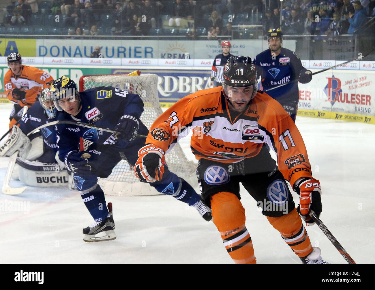 Ingolstadt, Bayern, Deutschland. 31. Januar 2016. Brent AUBIN (Wolfsburg / CAN),. Deutsche Eishockeyliga, Spiel Tag 42. ERC Ingolstadt Vs EHC Wolfsburg. Ingolstadt, Saturn Arena, 31. Januar 2016, © Wolfgang Fehrmann/ZUMA Draht/Alamy Live-Nachrichten Stockfoto