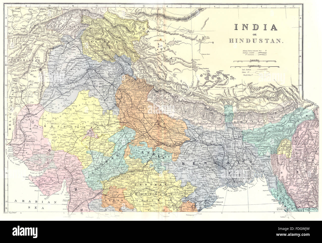 Nord Indien Blatt: Hindustan. Speck, 1895 Antike Landkarte Stockfoto