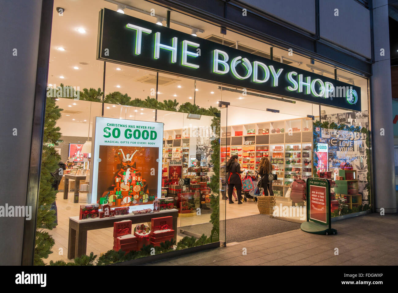 The Body Shop an Weihnachten Liverpool ein Liverpool Lancashire UK Stockfoto