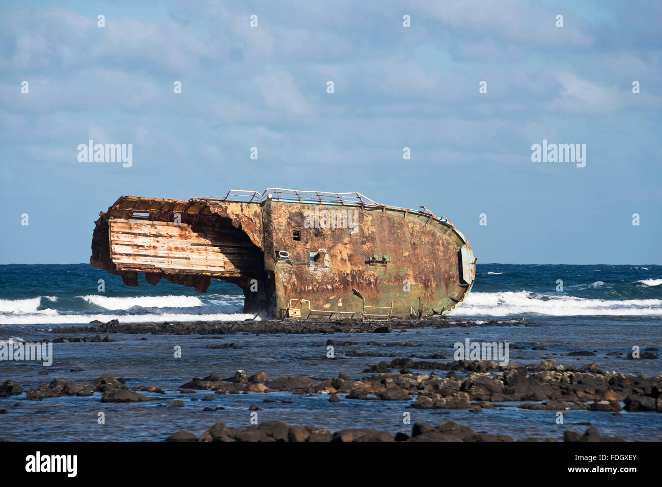 Blick auf den Platz von einem Schiffswrack in Kap Verde. Stockfoto