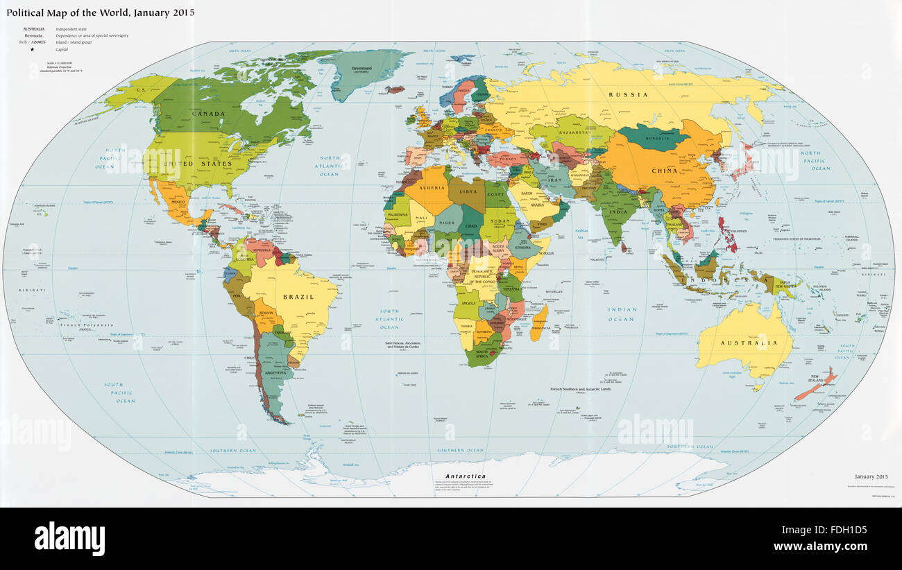 Politische Landkarte der Welt im Januar 2015 Stockfoto