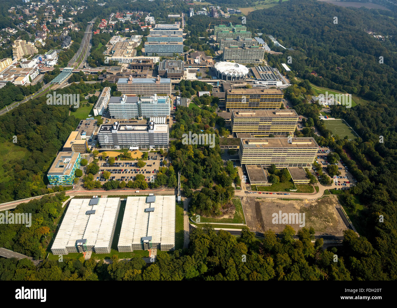 Luftaufnahme, RUB, Ruhr-Universität Bochum auf BioMedizinZentrum, Bochum, Ruhr Region, Nord Rhein Westfalen, Deutschland, Europa, Stockfoto