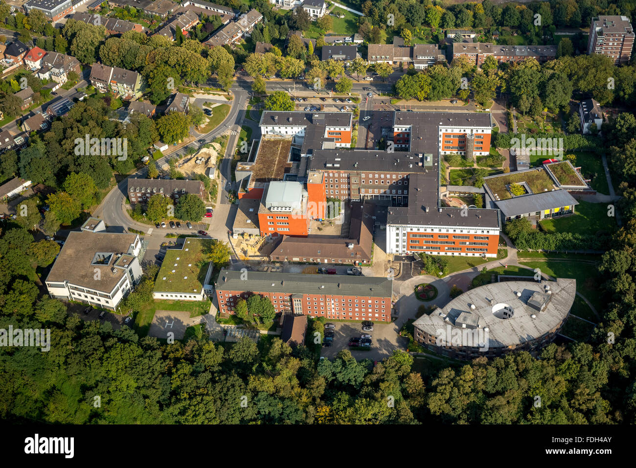 Luftaufnahme, Knappschaftskrankenhaus Bottrop und Nephrologie Zentrum Emscher-Lippe, Bottrop, Krankenhaus, Ruhrgebiet, Stockfoto