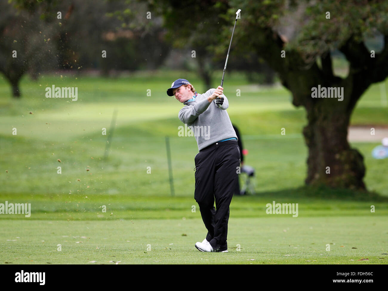 San Diego, CA, USA. 31. Januar 2016. SAN DIEGO, CA -JAN. 31, 2015 - | Brandt Snedeker trifft auf the15th Loch während der Endrunde der Farmers Insurance Open im Torrey Pines. © K.c. Alfred/U-T San Diego/ZUMA Draht/Alamy Live-Nachrichten Stockfoto