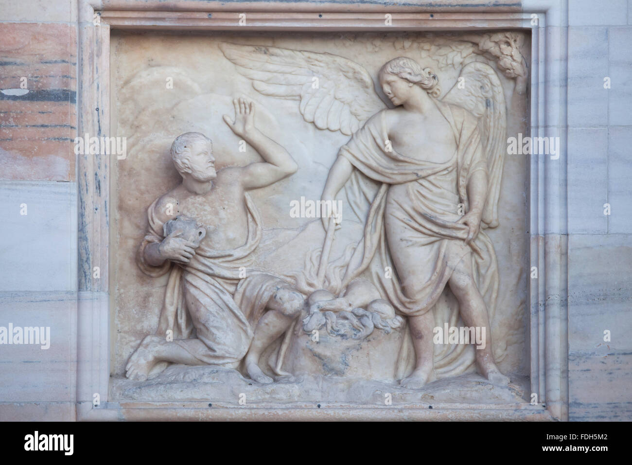 Gideon wird von Gott berufen, Israel von der Midianiter zu befreien. Marmorrelief (1797) vom italienischen Bildhauer Carlo Maria Giudici Stockfoto