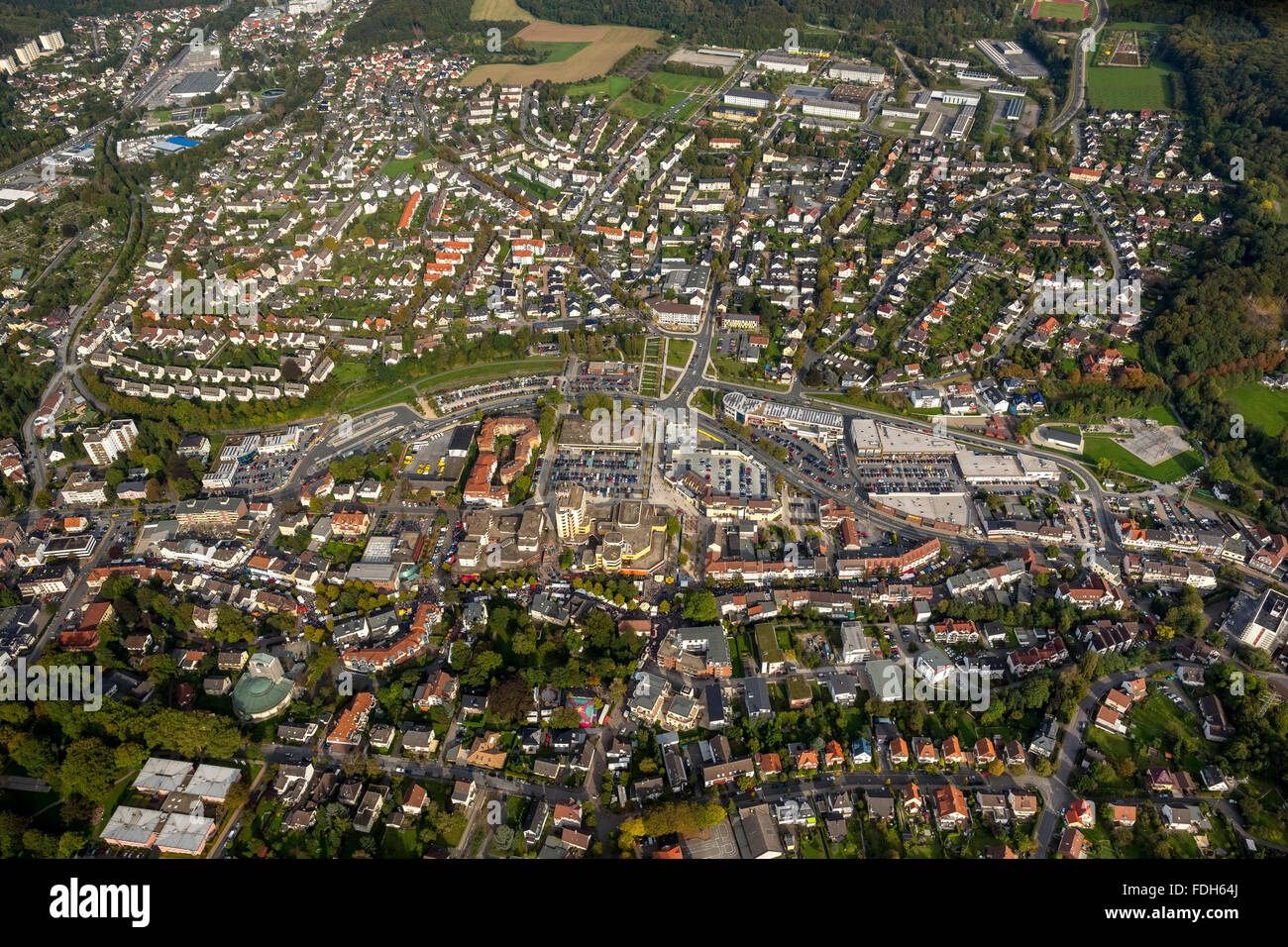Luftaufnahme, das Stadtfest in Hemer, organisiert vom kulturellen Büro Fremdenverkehrsamt mit den Vereinen und der Volkswirtschaft Stockfoto