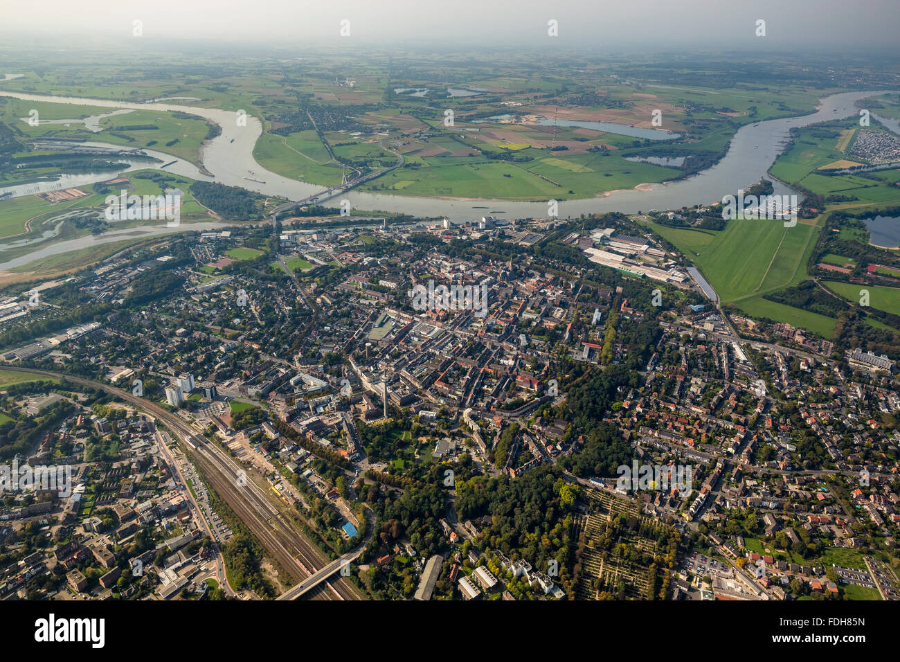 Luftaufnahme, Innenstadt-Plan, Übersichten über Wesel, historischen Zentrum der Stadt Wesel, Wesel, Rheinland, Nordrhein-Westfalen, Stockfoto