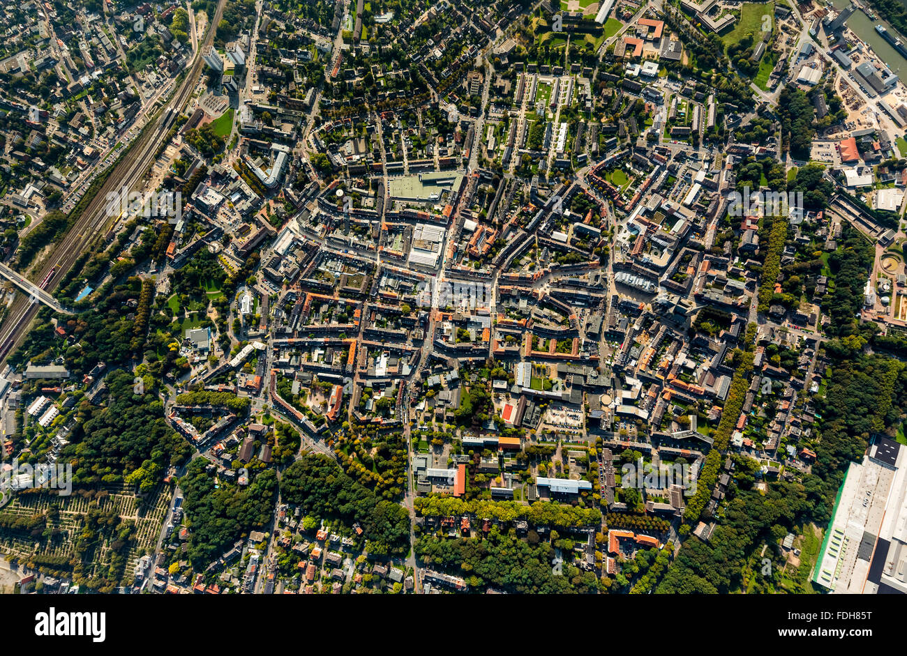 Luftaufnahme, Innenstadt-Plan, Übersichten über Wesel, historischen Zentrum der Stadt Wesel, Wesel, Rheinland, Nordrhein-Westfalen, Stockfoto