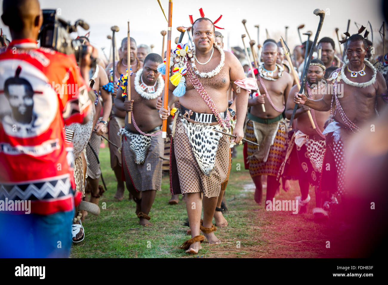 Ludzidzini, Swasiland, Afrika - König Mswati III von Swasiland bei der jährlichen Umhlanga oder Reed dance Zeremonie. Mswati III ich Stockfoto