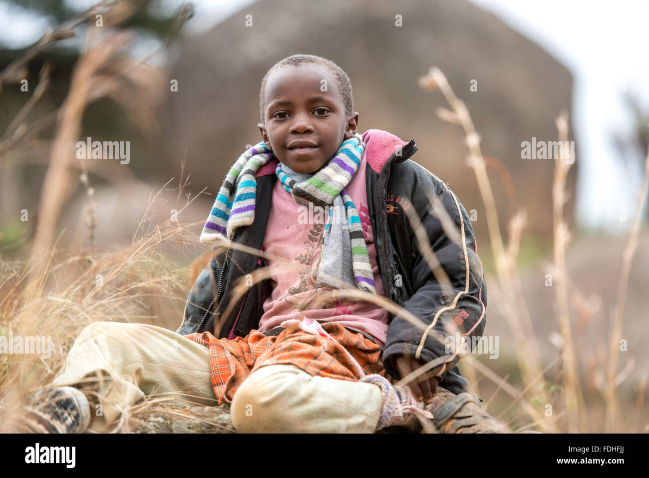 Porträt eines afrikanischen Kindes in Mbabane, Swasiland, Afrika. Stockfoto