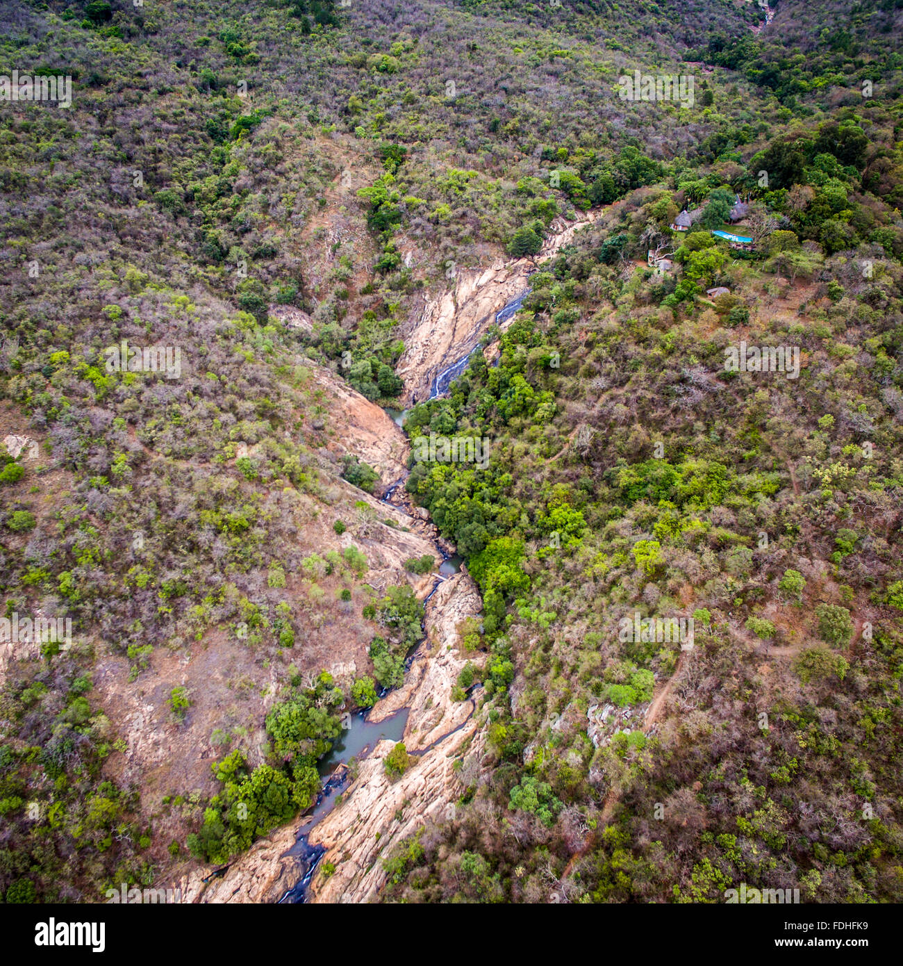 Antenne des Phophonyane fällt in Giggs Peak, Swasiland, Afrika. Stockfoto
