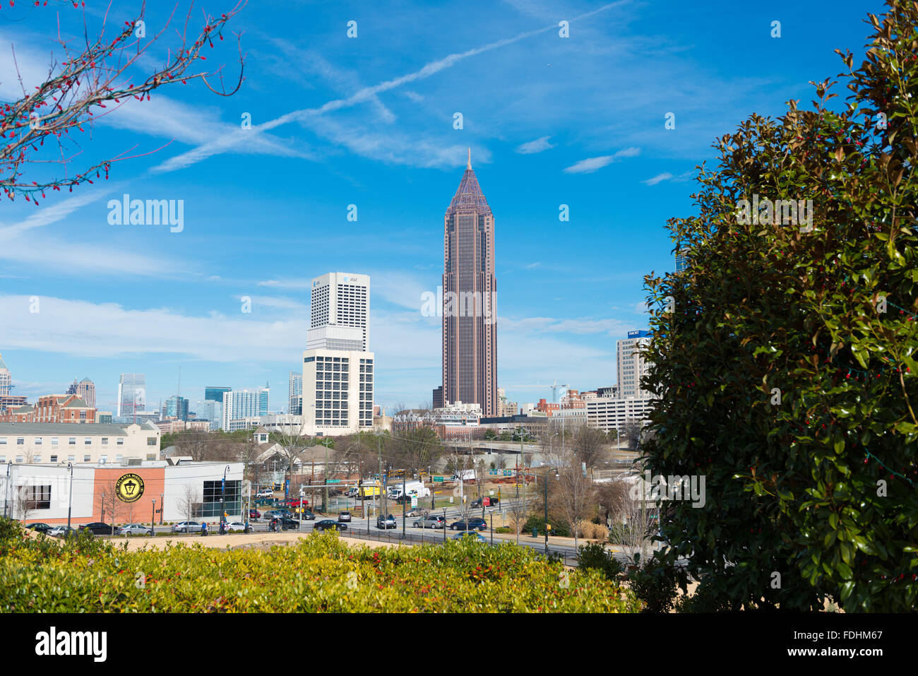 Skyline von Atlanta Georgia mit Bank Of America Wolkenkratzer Stockfoto
