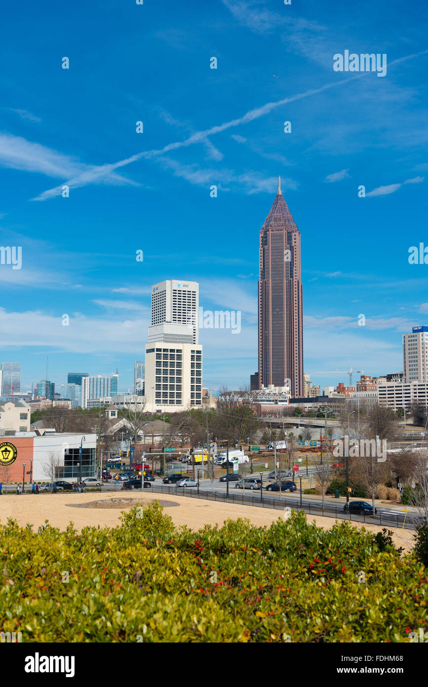 Skyline von Atlanta Georgia mit Bank Of America Wolkenkratzer Stockfoto
