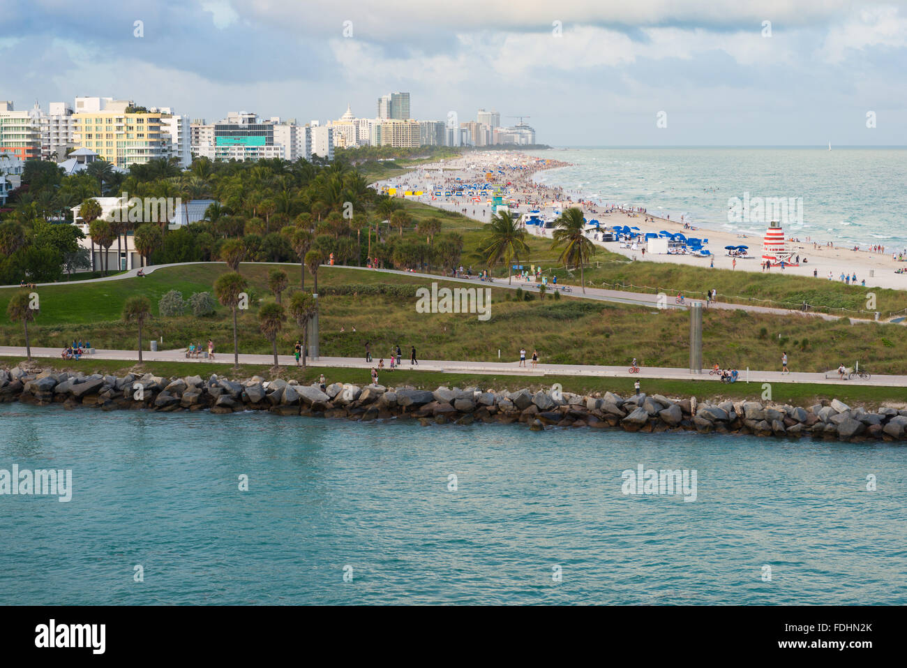 South Beach Miami aus dem Main-Kanal, Miami, Florida Stockfoto