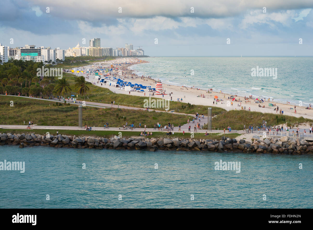 South Beach Miami aus dem Main-Kanal, Miami, Florida Stockfoto