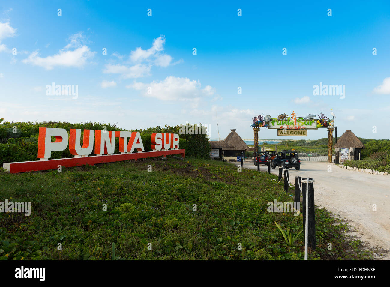 Beach Park Punta Sur Eco-Zeichen In Cozumel, Mexiko Stockfoto