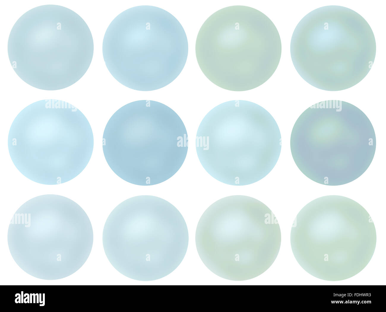 Satz von Runde blaue Perle Tasten isoliert auf weißem Hintergrund Stockfoto