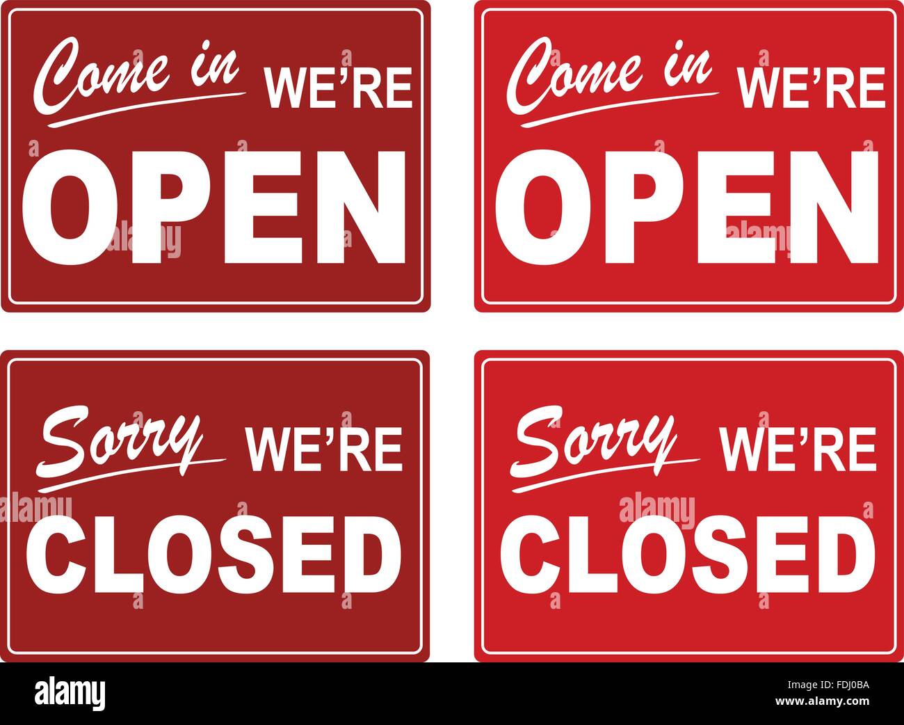 Wir sind offen und Sorry, wir sind geschlossen, Shop Türschilder (Vektor) Stock Vektor
