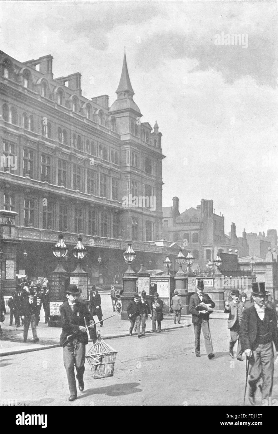 LONDON: Cannon Street - das Hotel und Bahnhof, antique print 1896 Stockfoto