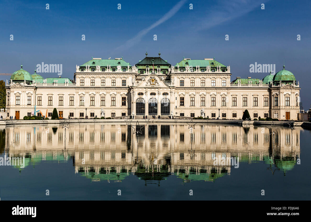 Oberen Belvedere mit Pool Reflexion. Wien, Österreich Stockfoto