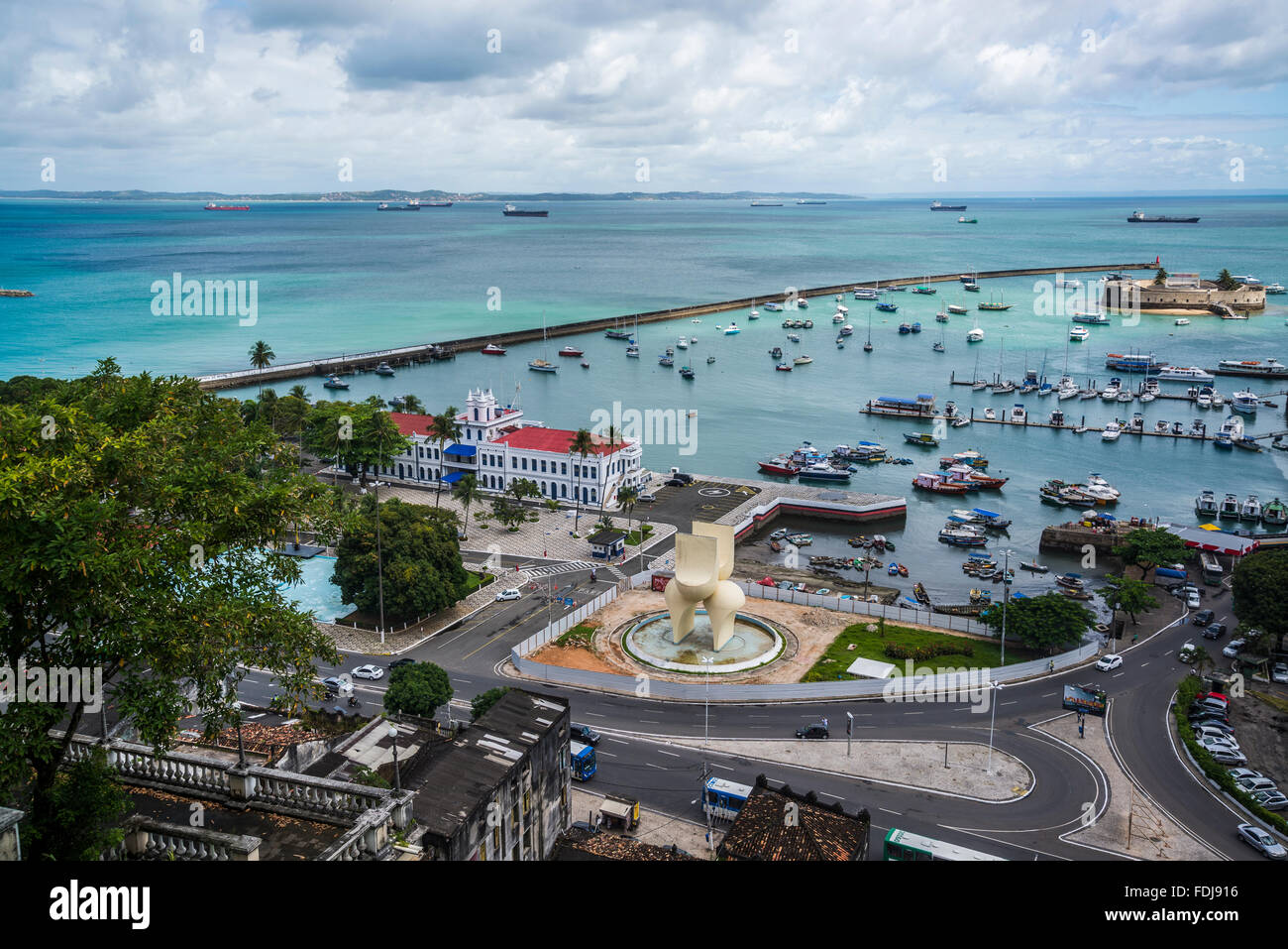 Malerischen Blick auf die Unterstadt von Elevador Lacerda, Salvador, Bahia, Brasilien Stockfoto