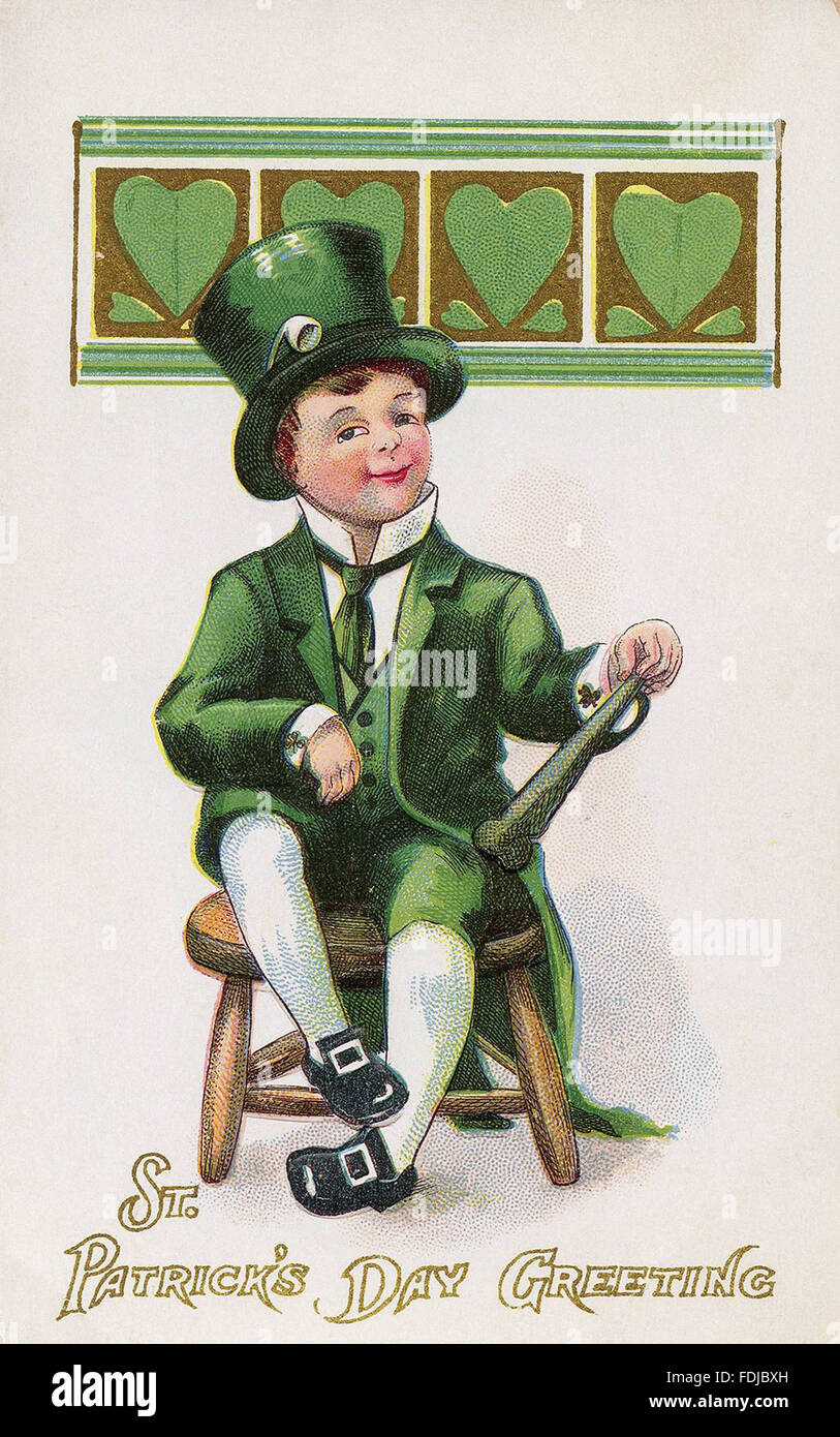 Vintage St. Patricks Tag Postkarte- Stockfoto