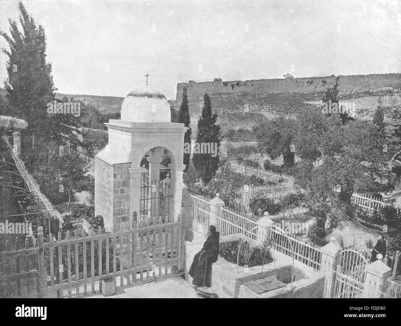 ISRAEL: Jerusalem - der Garten von Gethsemane, antiken Druck 1895 Stockfoto