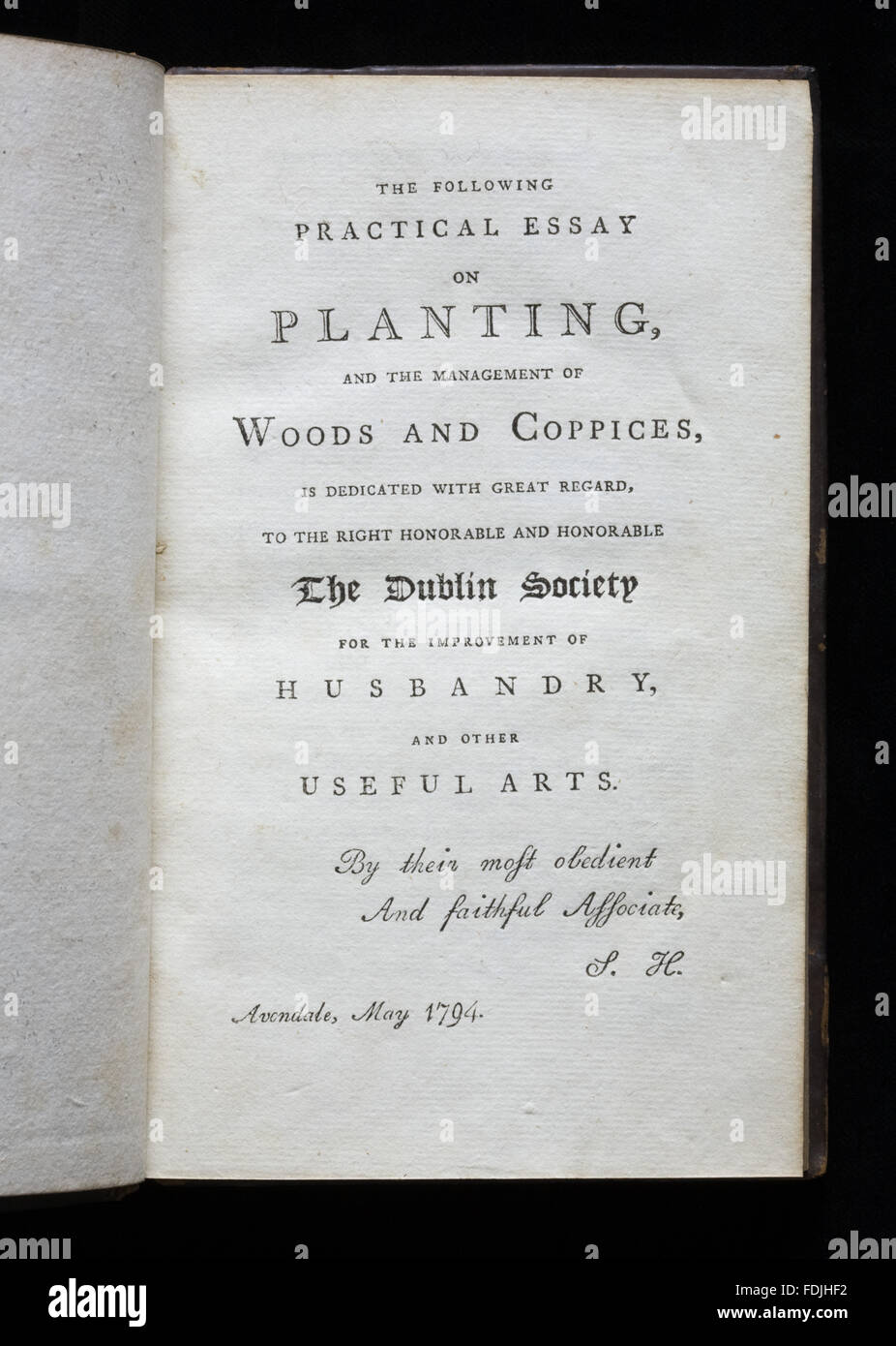 Samuel Hayes ' A Practical Treatise on Pflanzung: und das Management von Woods und Feldgehölzen (Dublin 1794) in den Sammlungen der Bibliothek zu Florenz Gericht, Co. Fermanagh, Nordirland. Stockfoto