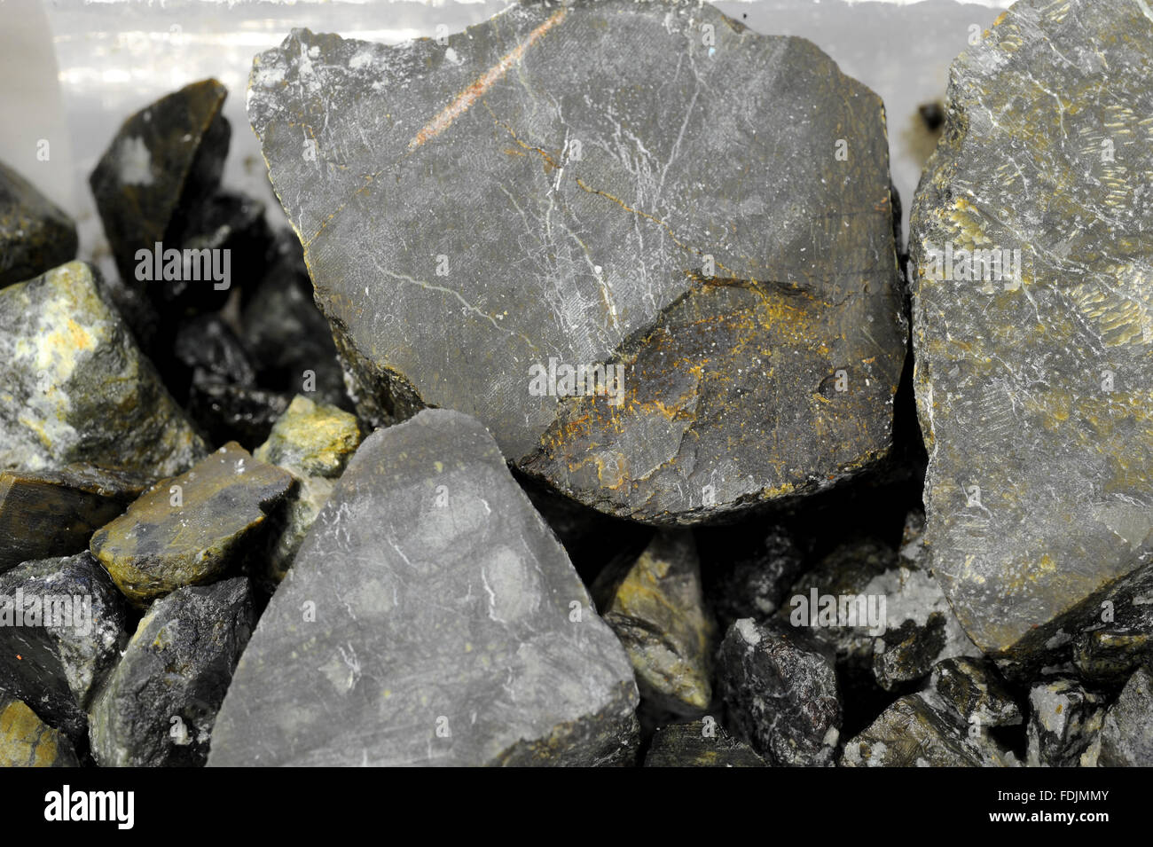 Bremen, Deutschland. 1. Februar 2016. Bohrer Bohrkern aus dem Boden des Atlantischen Ozeans in einem Labor des MARUM an der Universität Bremen in Bremen, Deutschland, 1. Februar 2016 gelten. Die Probe wurde während einer internationalen Expedition von Wissenschaftlern des Mittelatlantischen Rückens entnommen. Foto: Ingo Wagner/Dpa/Alamy Live News Stockfoto