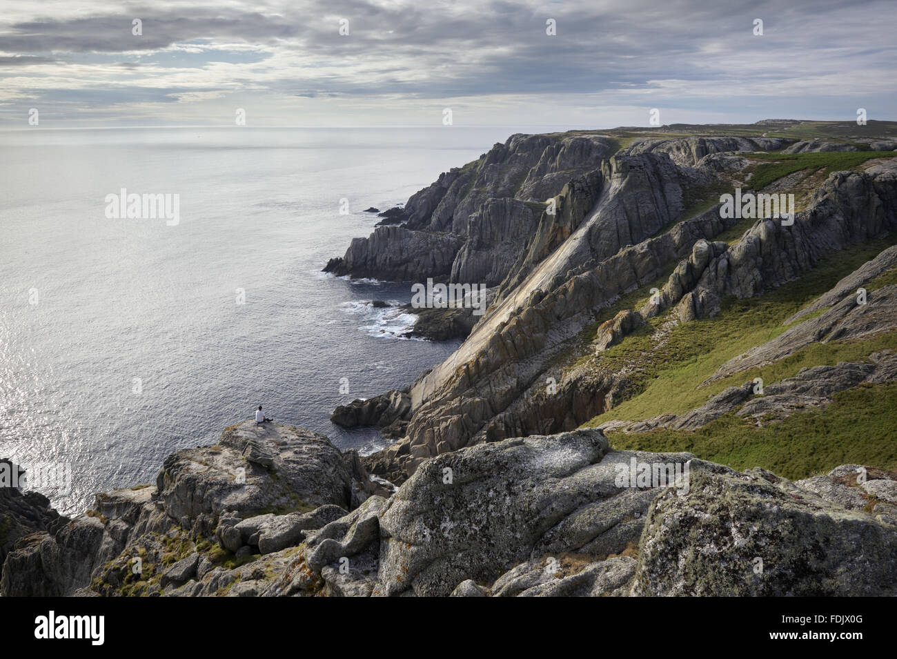 Der Teufel Rutsche, eine natürlichen Ebene im Granit, auf der Nord-Westseite der Lundy. Die Insel ist 18 Kilometer vor der Küste von North Devon befindet sich im Besitz des National Trust, aber finanziert, verwaltet und gepflegt vom Landmark Trust. Stockfoto