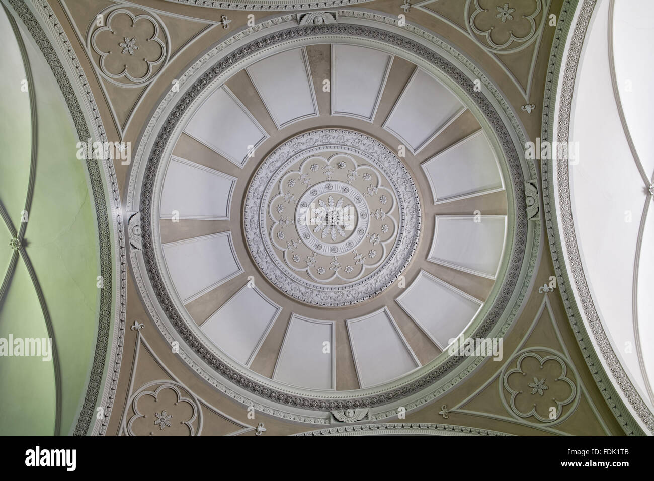 Die gewölbte Decke der palladianischen Kapelle, begonnen im Jahre 1760 auf das Design von James Paine, bei Gibside, Newcastle Upon Tyne. Das Innere wurde erst 1812 fertiggestellt. Stockfoto