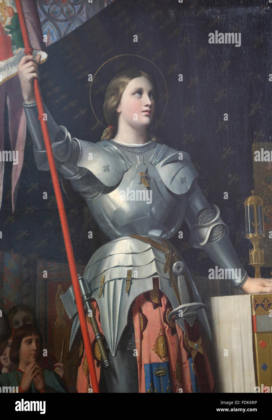 Jeanne d ' Arc bei der Krönung von Karl VII., 1854. Von Jean Auguste Dominique Ingres (1780-1867). Neoklassizismus. Louvre-Museum. Stockfoto