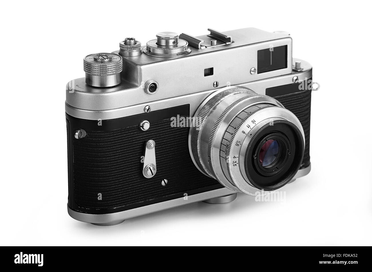 Klassische alte Kamera auf weißem Hintergrund Stockfoto