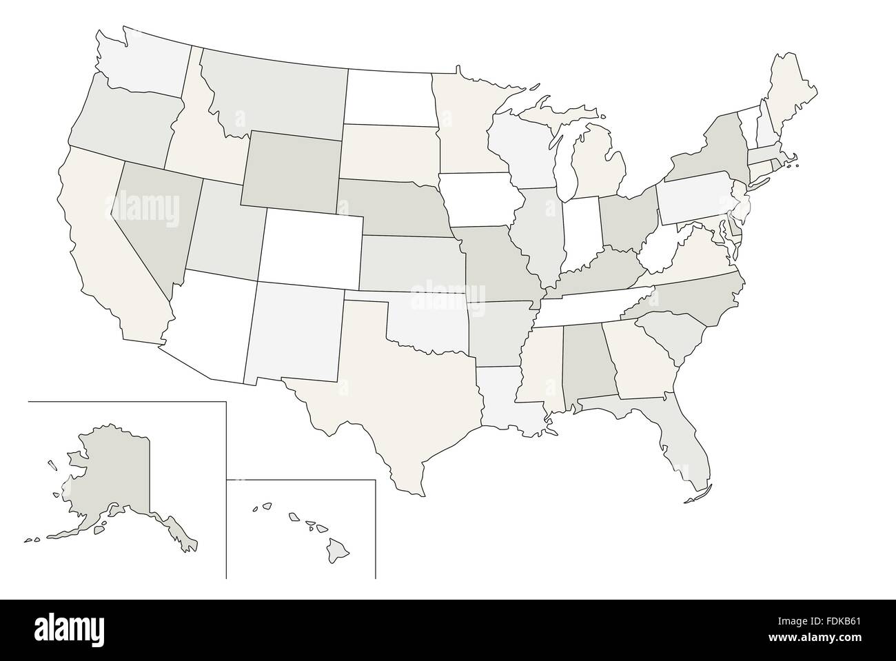 Stilisierte Vektorkarte von den Vereinigten Staaten. Jeder Staat kann individuell gewählt werden Stock Vektor