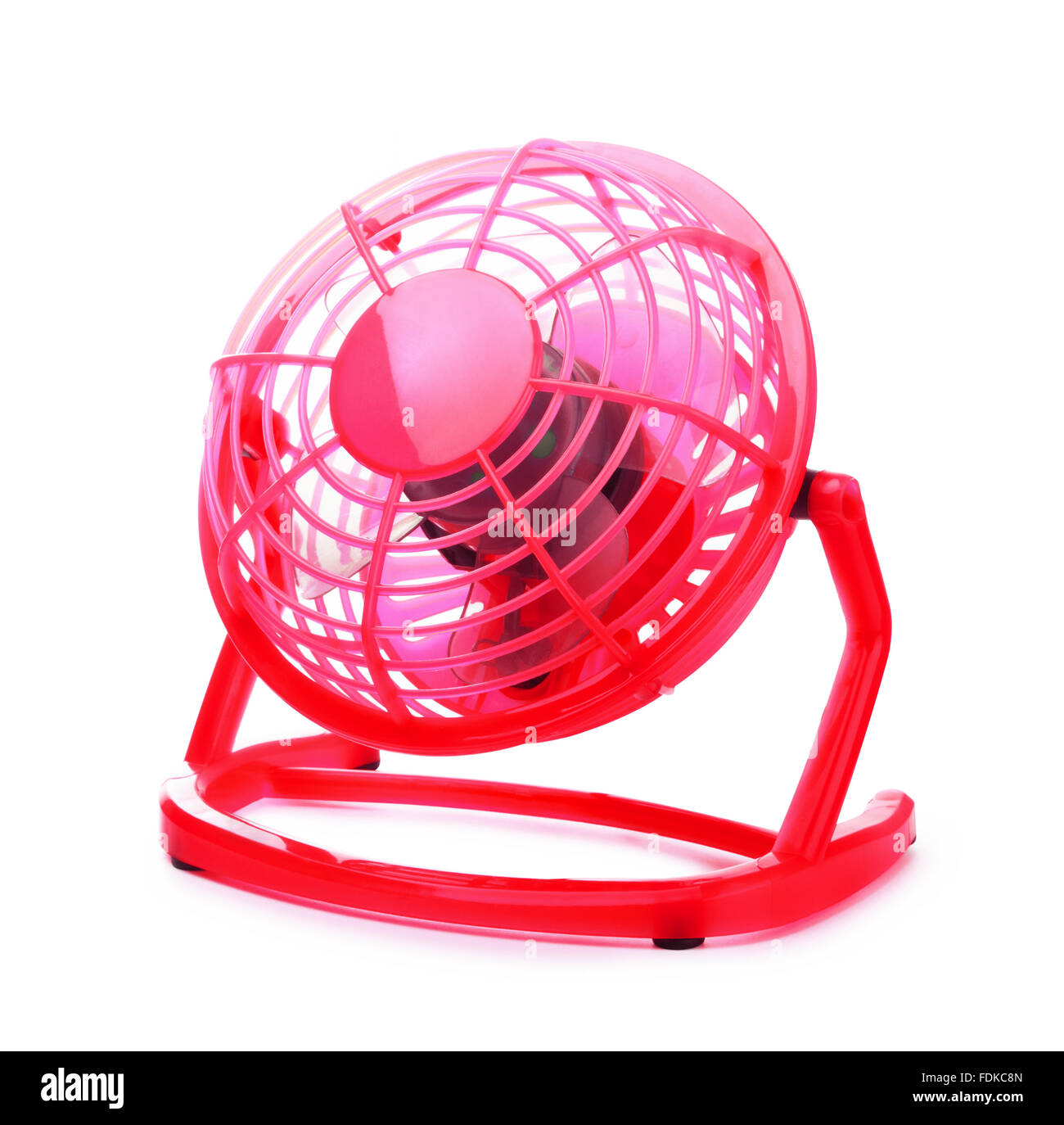 Roten mechanischen Ventilator isoliert auf weißem Hintergrund Stockfoto