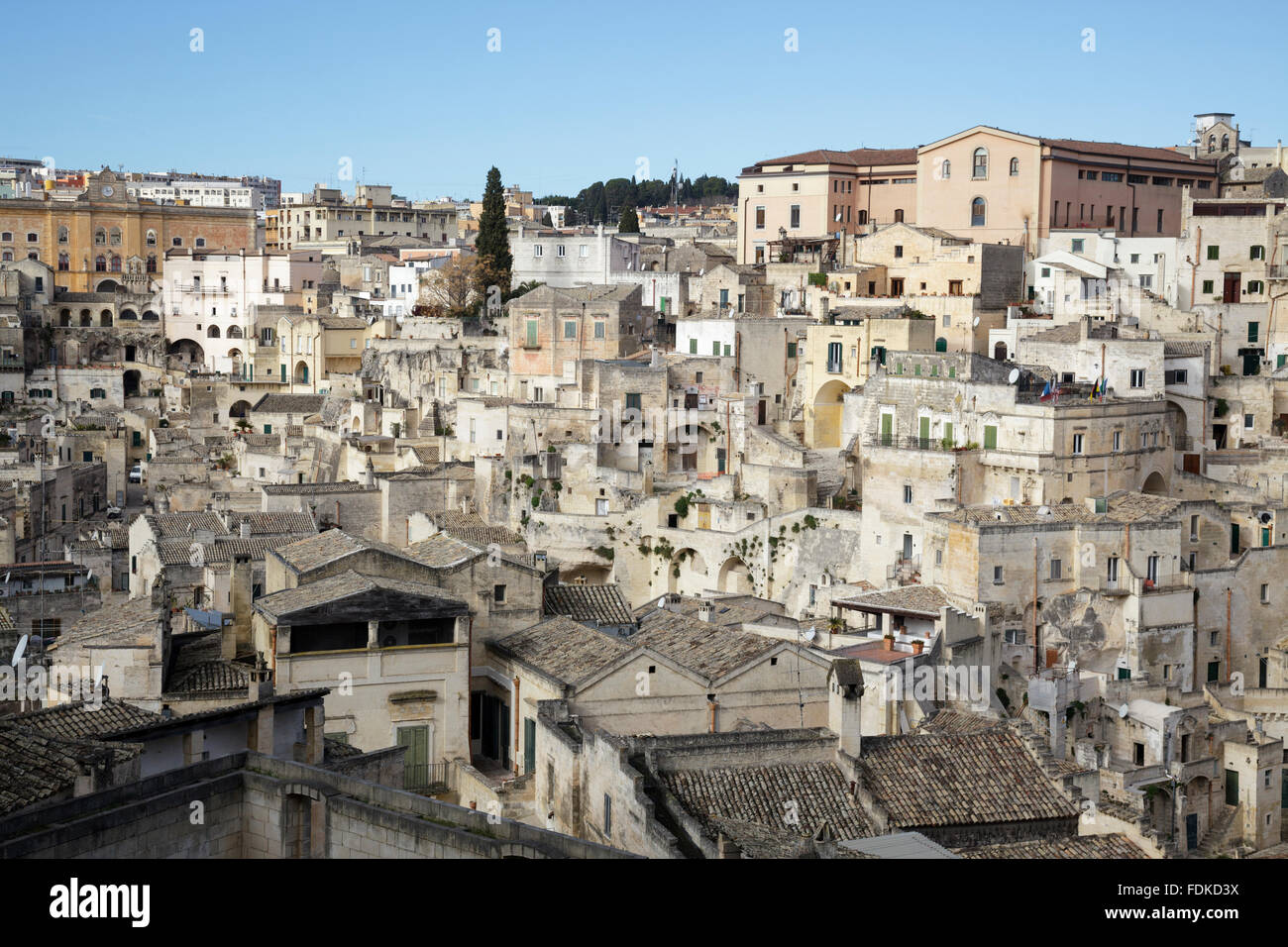 Blick über den Sasso Barisano, Matera, Basilikata, Italien Stockfoto