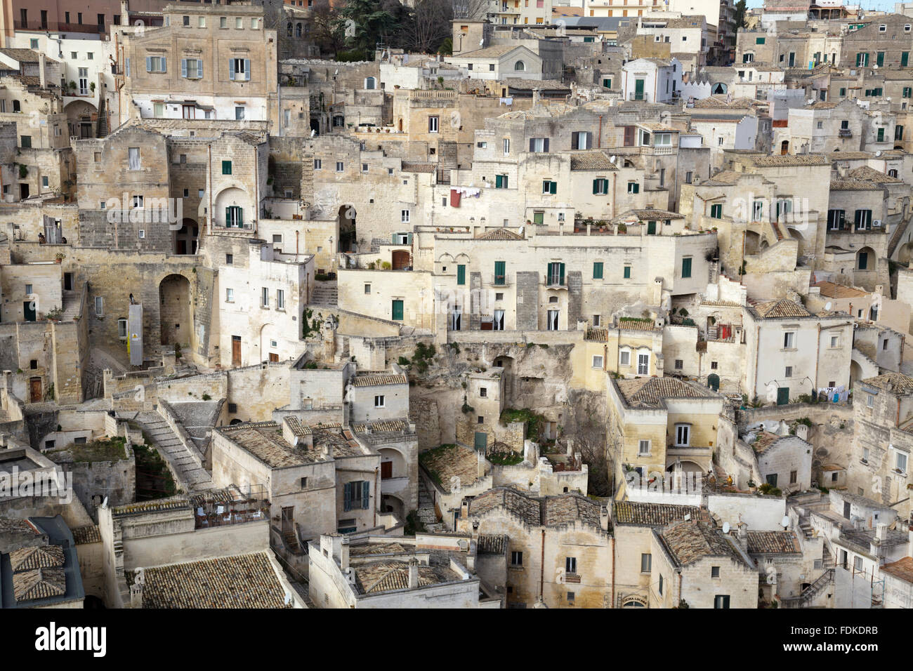 Blick über den Sasso Barisano, Matera, Basilikata, Italien Stockfoto